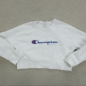 Champion White Long Sleeve Crop Top